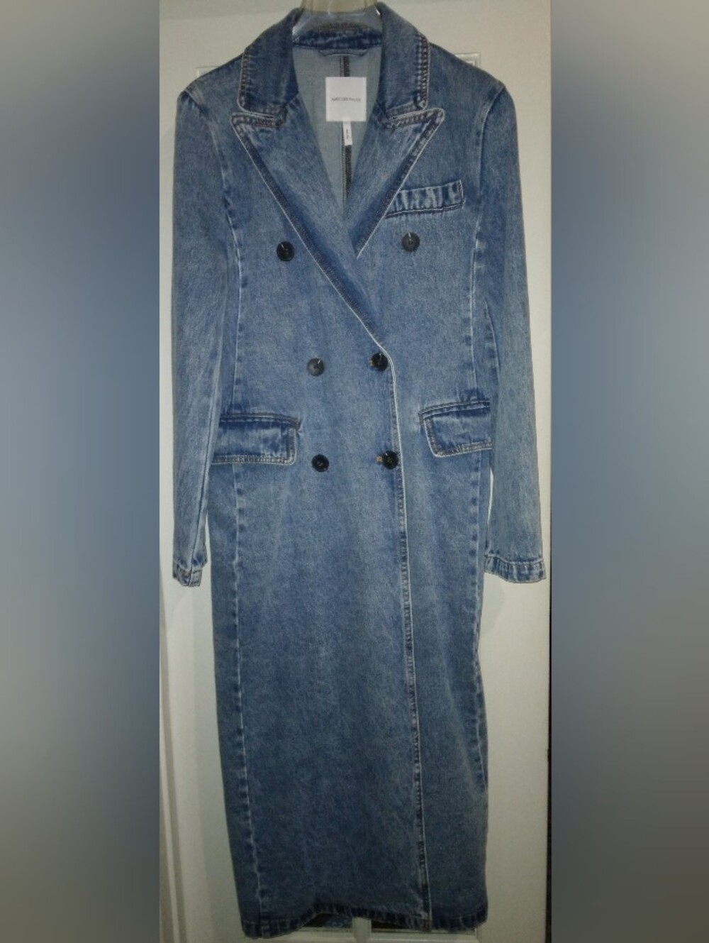 Ave Les Filles Essex Denim Double-Breasted Trench Coat